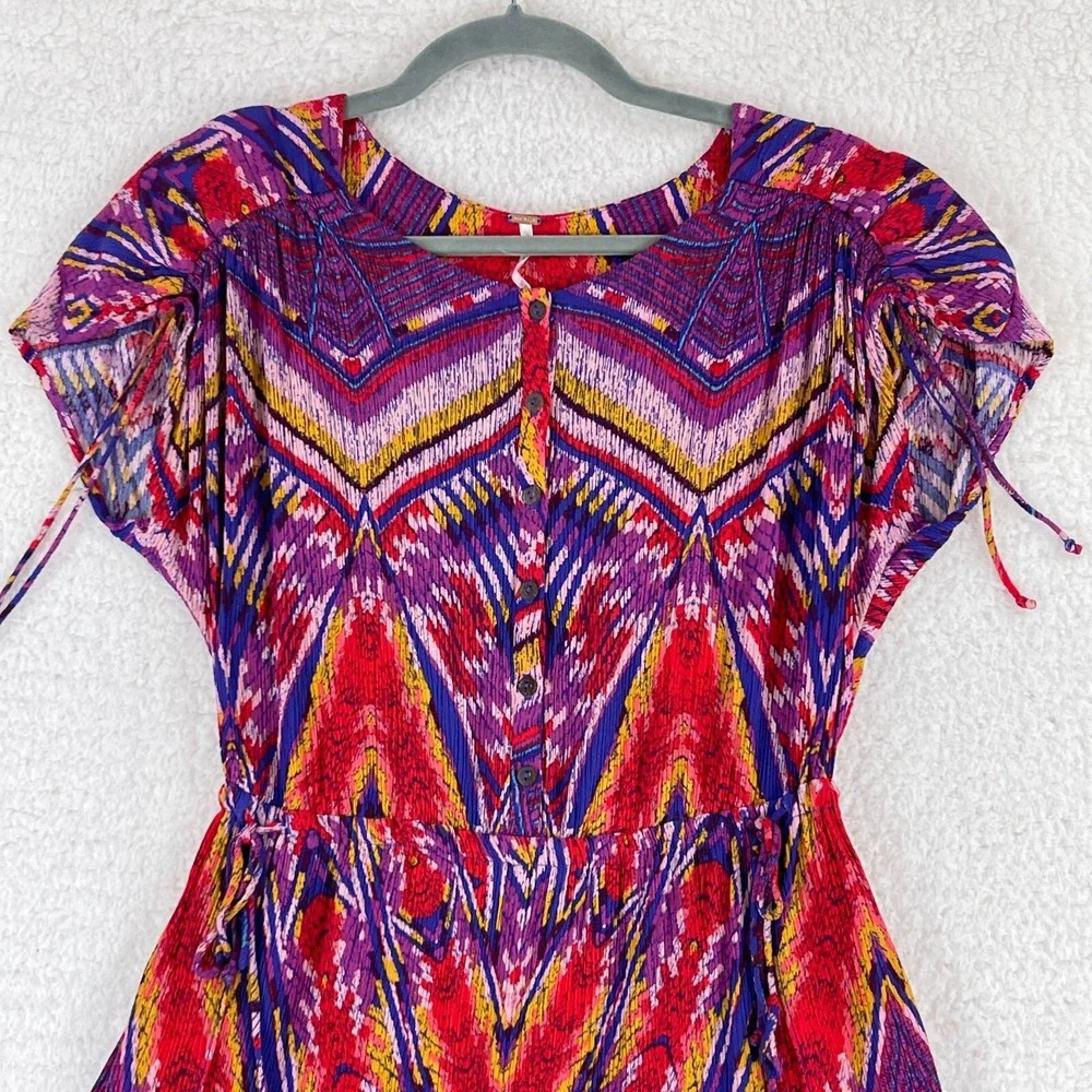 Free‎ People Dream All Night Printed Playsuit Romper Womens Short Sleeve Size XS